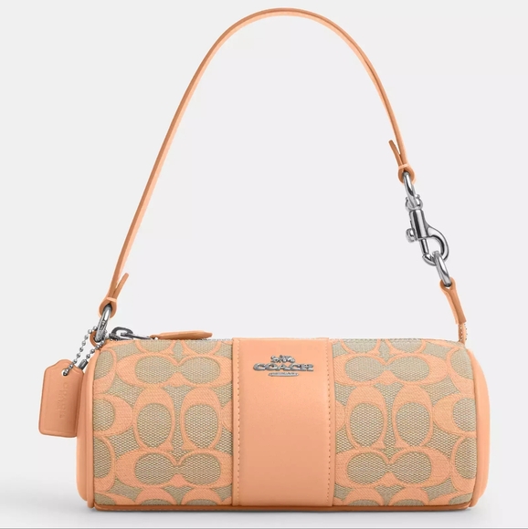 NWT Coach Nolita Barrel Bag in Silver & Faded Blush Signature Canvas - Picture 1 of 11